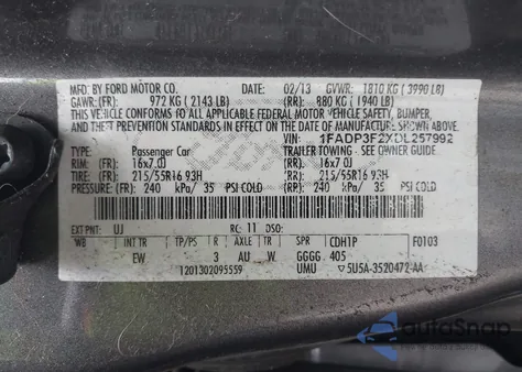 2013 Ford Focus Se from USA, damaged, VIN 1FADP3F2XDL257992
